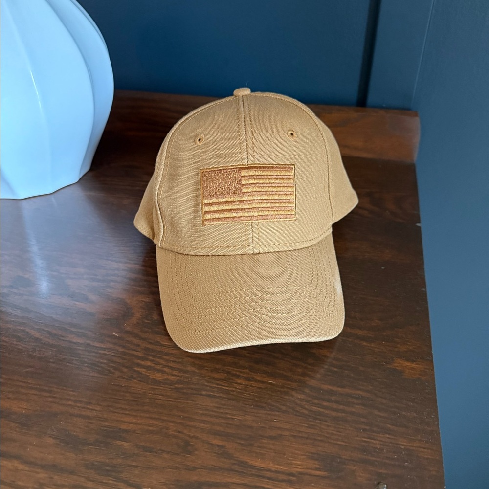 Tan Baseball Cap with Flag Patch